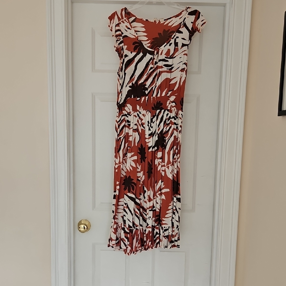 Roxy Red and Black Tropical Midi Dress